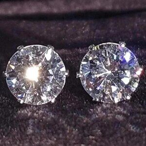 NEW 2.5 CT 925 STERLING SILVER DIAMOND EARRINGS